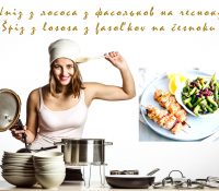 Špiz z lososa z fasoľkov na česnoku